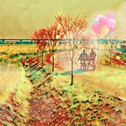 Tourist scenic car ride at Yuchae Canola Flower Festival 