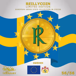 ReillyCoin Limited Edition European Union State Collection Sweden No.56 of 56 Unique Pieces.