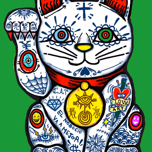 green cat Maneki-Neko #2