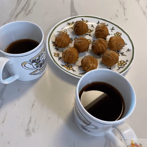 Warm walnut cookies and coffee_#1