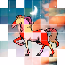 A horse walking on clouds