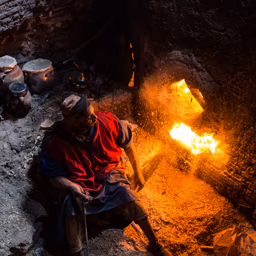 The Gnaoua feeding the hammam furnace in Marrakech, Morocco
