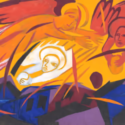 Goncharova N. S. - Harvest Angels Throwing Stones on the City