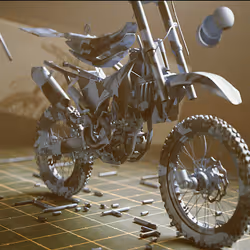 Blue Camo Model-Kit Motorcycle