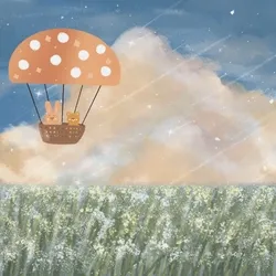 Balloon on a refreshing flower field