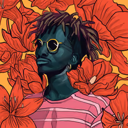 Man with flowers