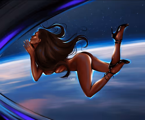 Beautiful girls in space