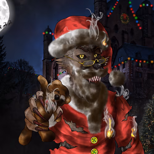 Smokin' Santa Wolf