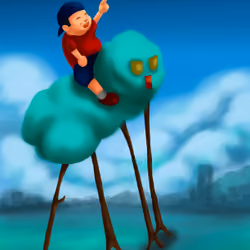 Little boy in a fantasy world