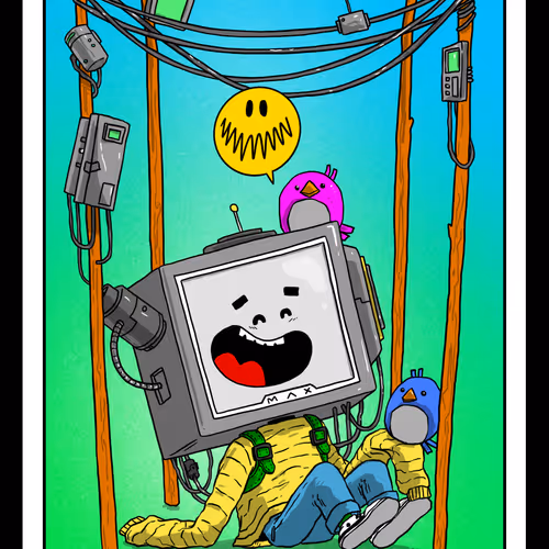 Rosko Sees the Future: Four of Wands - Original Coloring