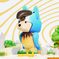 Dog but macaw 
