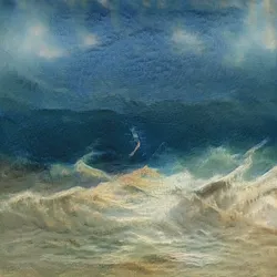 Sunset video from a beach as seen by an AI impressionist painter.