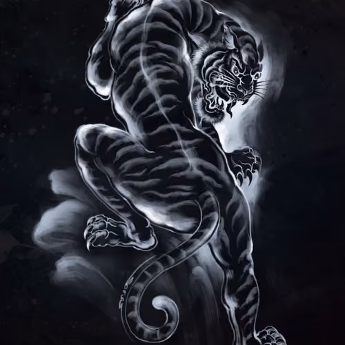 tiger art in black