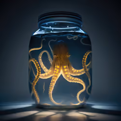 Luminescent Octopus In Jar #019