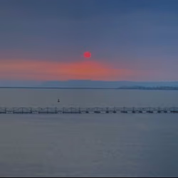 Red sun captured in San Diego Naval Base