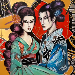 "Geisha and Samurai Flame of Passion"