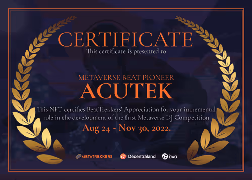 Metatrekkers Beattrekkers Certficates