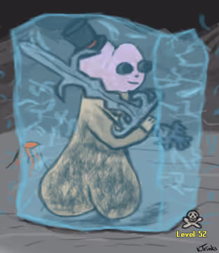 RuneScape penis wearing an Armadyl godsword and top hat in wilderness