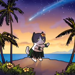 Cat Summer Vacation Dancing in Hawaii