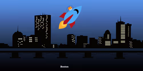 Shiba Rocket To The Moon Over Boston