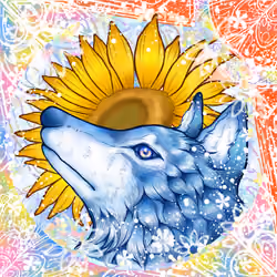 wolf and sunflower