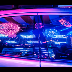 Vibrant Nights: Neon Reflections 012 - Neon Self-Portrait Reflection