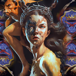 Tarot cards - XV Major Arcana "Addiction / Baphomet" (deck CIRCLE OF WHITE)