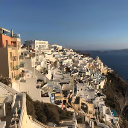 The City of Fira at Sunset on Santorini