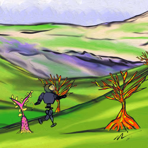 Namid runs by the riverbed