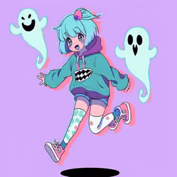 pop anime art - ghost and kawaii girl 31