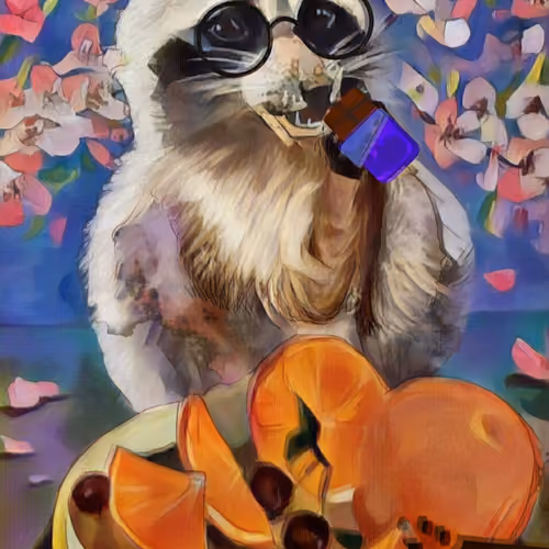 Raccoon with chocolate