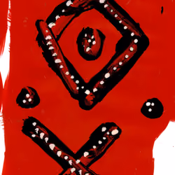 Black symbol on red polyurethane
