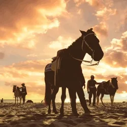 Beach Horse Riding At Sunset