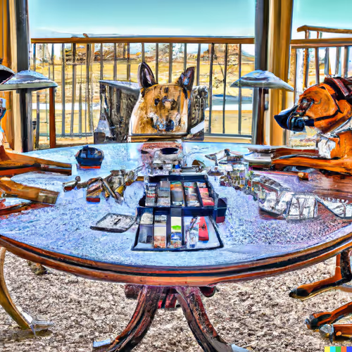 dogs playing cards