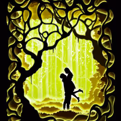 Couple in The Colorful Enchanted Forest (Yellow Green)