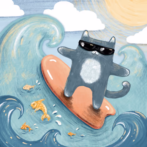 Surfing Cat