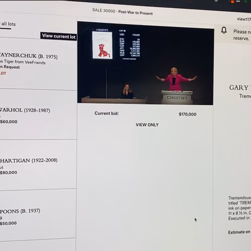 Video of Historic Sale of Tremendous Tiger - Gary Vee, Christies