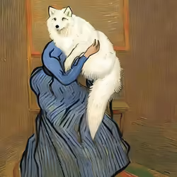 lady and white fox