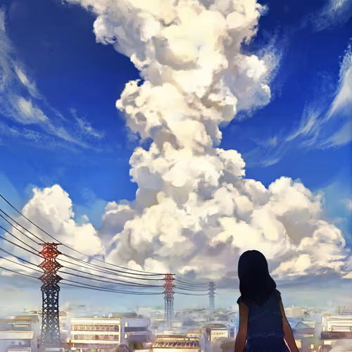 Summer Clouds and Town