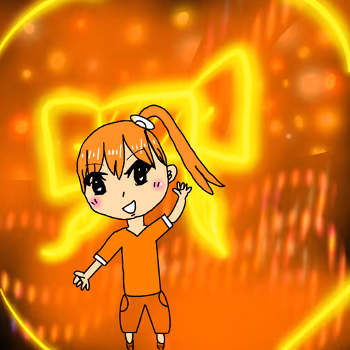 光のリボンの中に入っているオレンジちゃん Orange-chan in a Ribbon of Light #15