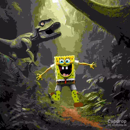 spongebob in jurassic park