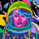 Colorful cosmonaut