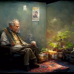 My old dad in the corner
