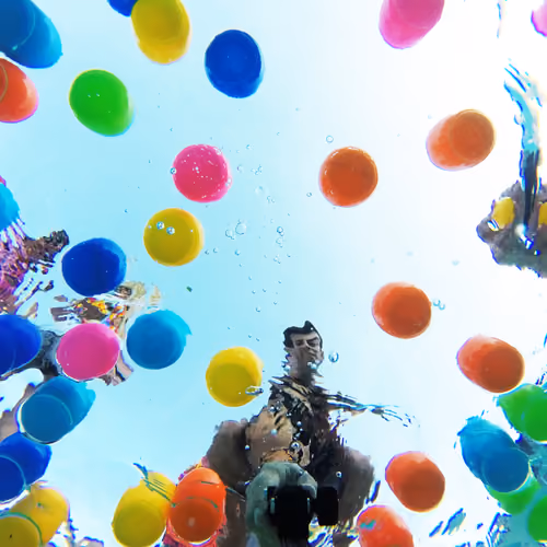 colorful balls gopro underwater