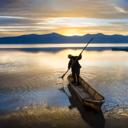 Lake at the sunset