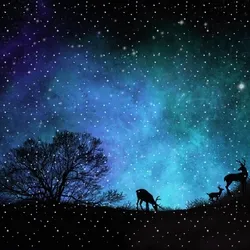 Watercolor Aurora -Deer in the forest #1