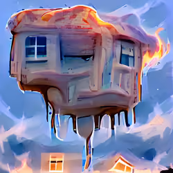 Melting house in the sky