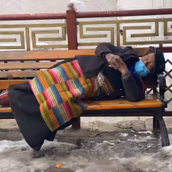Tibetan woman sleeping