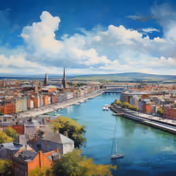 The city of Dublin and its river Liffey