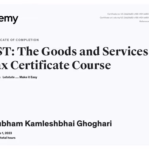 GST CERTIFICATE COURSE